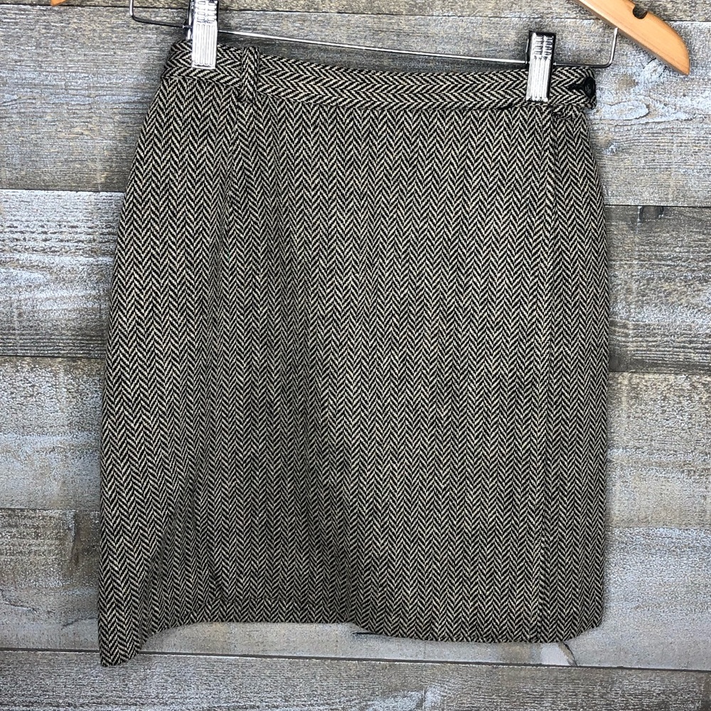 Ann Taylor petites wool blend brown midi skirt 8P